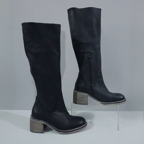 Free People Essential Slouch Boot Womens EU 36.5 Black Leather Tall Boho NEW - Picture 3 of 14